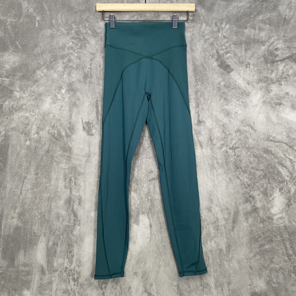 Aerie‎ Womens Offline Goals Leggings Size Medium 7/8 High Rise Ribbed Green Gym